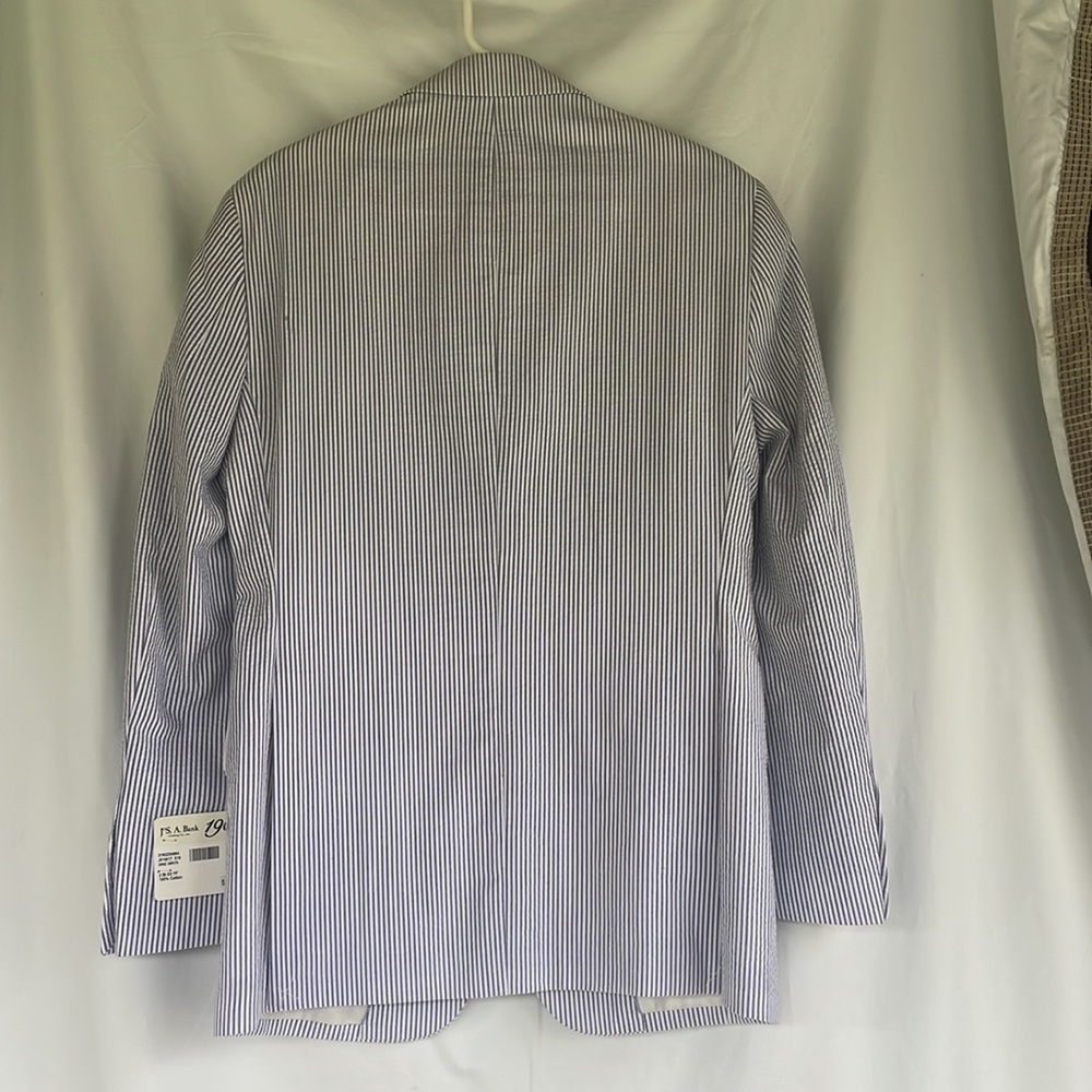Men’s JoS. A. Bank 1905 NWT Gray/Blue & White Pinstripe Suit Coat Size 36R/30W - Picture 9 of 10